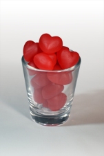 Gummi Hearts in a Shot Glass
